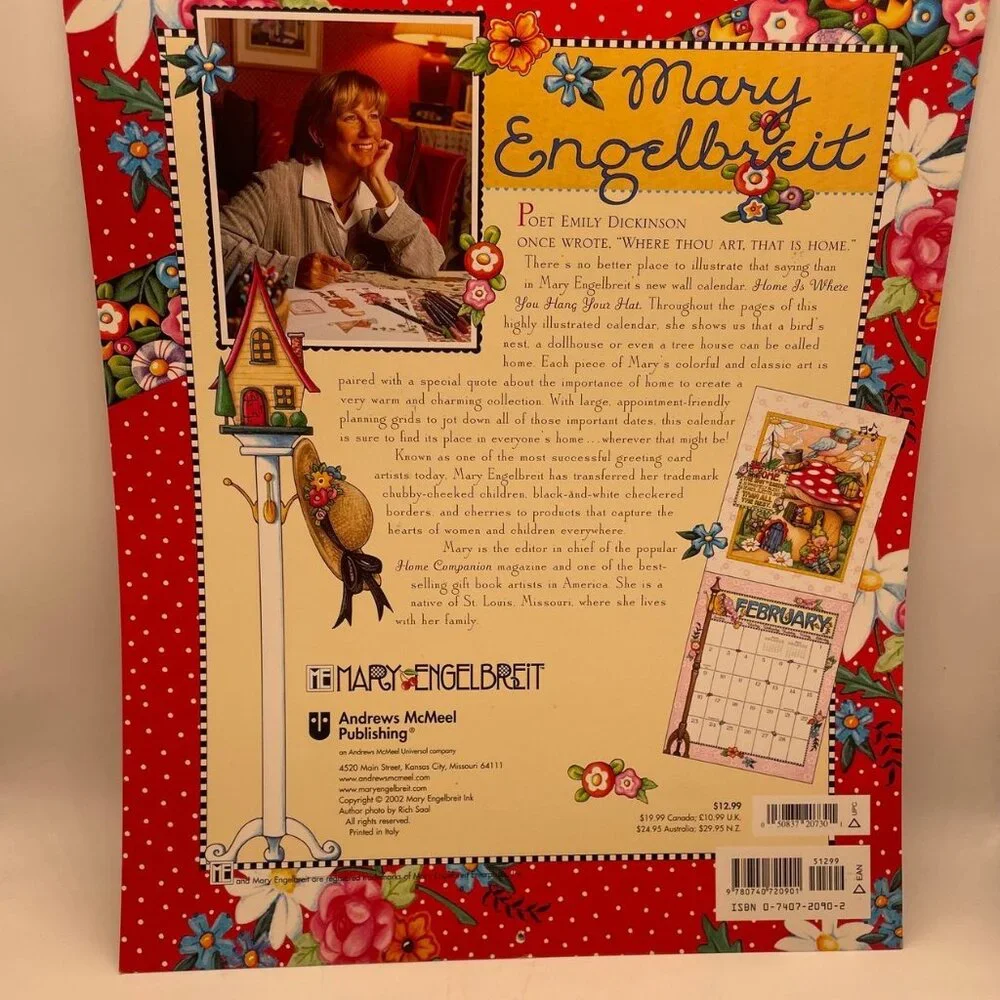 EUC Mary Engelbreit 2003 Home is Where You Hang Your Hat Calendar